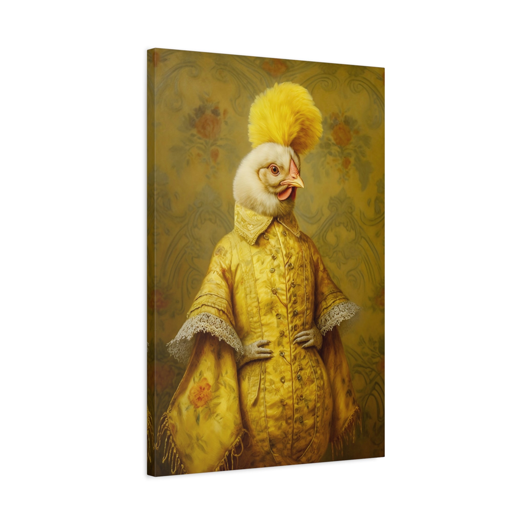 Renaissance Hen Gallery Wrapped Canvas | Victorian Chicken Portrait