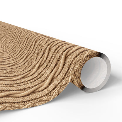 Faux Cable Knit Wrapping Paper Roll Illusion (Tan)