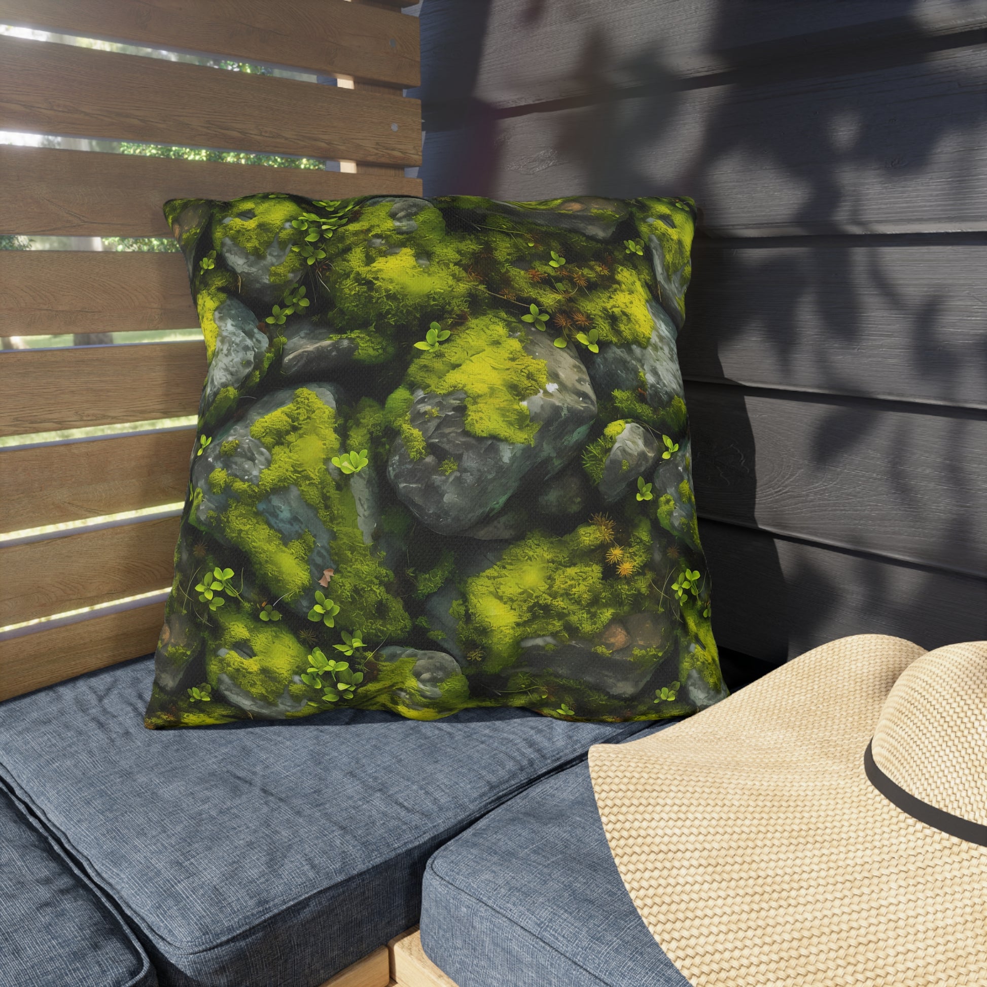 Outdoor Pillow | Moss Covered Rocks Throw Pillow from The Curated Goose