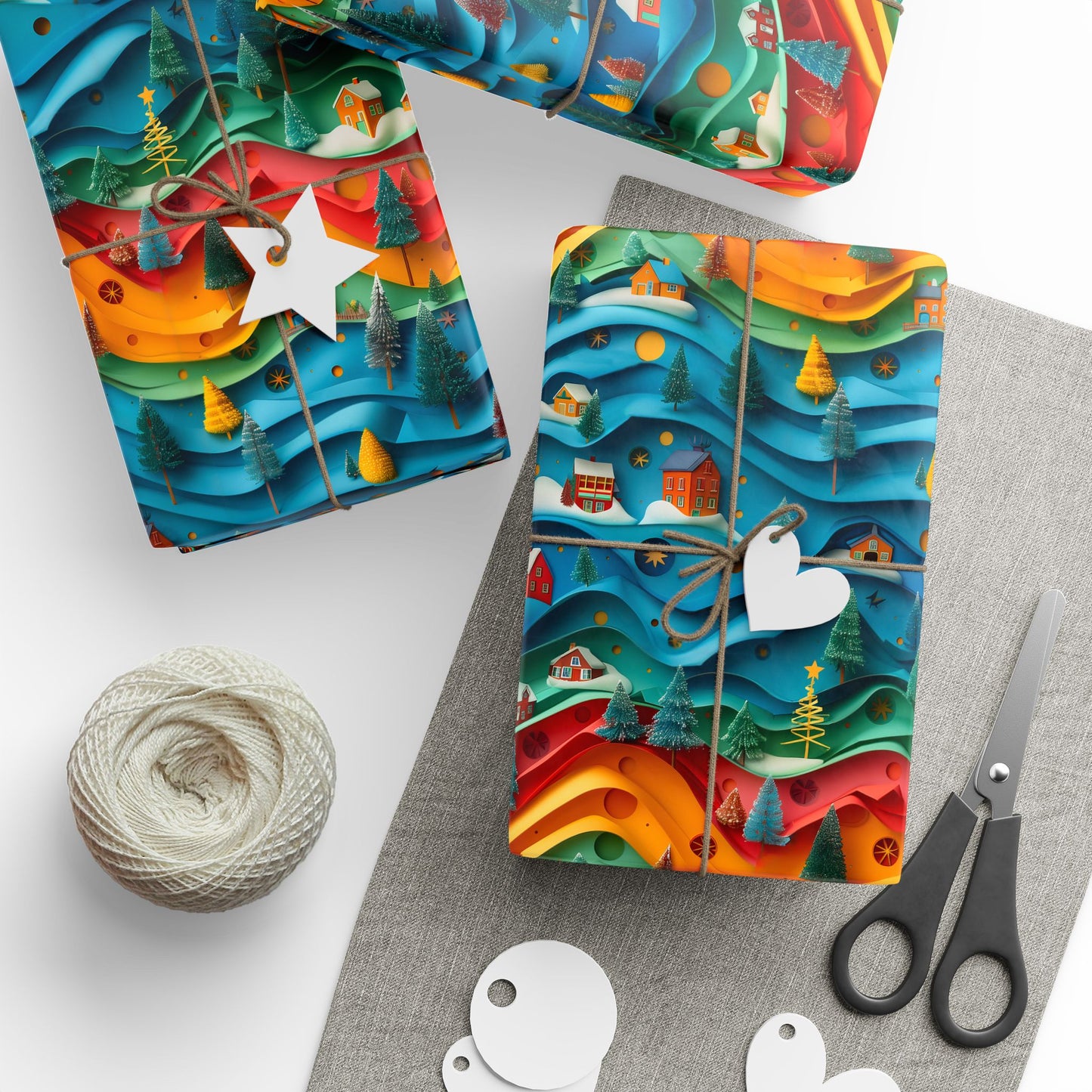 Christmas Winter Village Wrapping Paper – Colorful, Playful, and Perfect for Holiday Cheer!