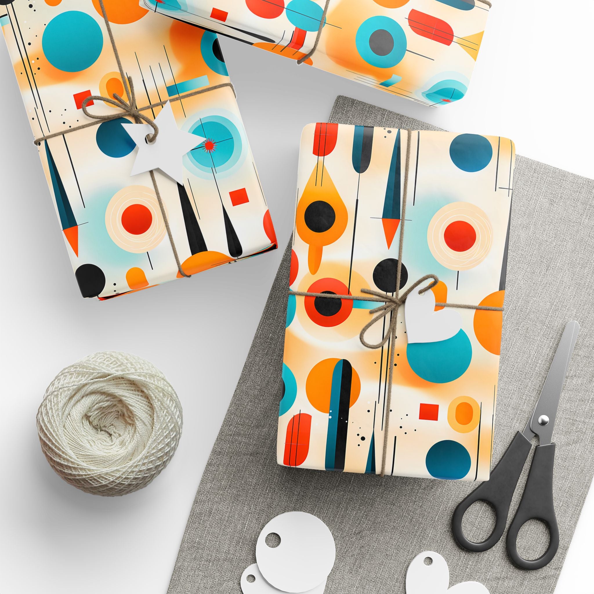 1960s Design Style Gift Wrap, Mid-Century Modern Design, Unique Wrapping Paper Rolls