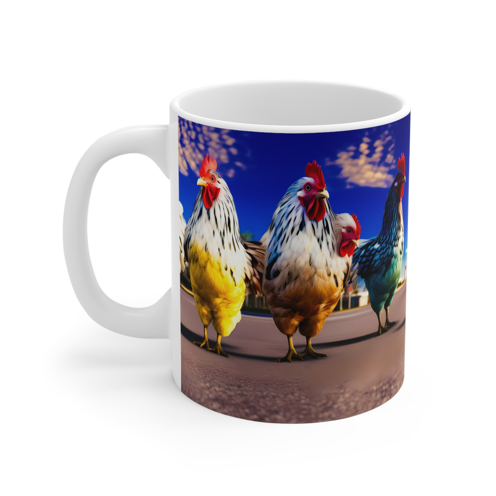 Coffee Mug | Chickens Crossed the Road | Silly Chicken Art | Funny Coffee Mugs from The Curated Goose