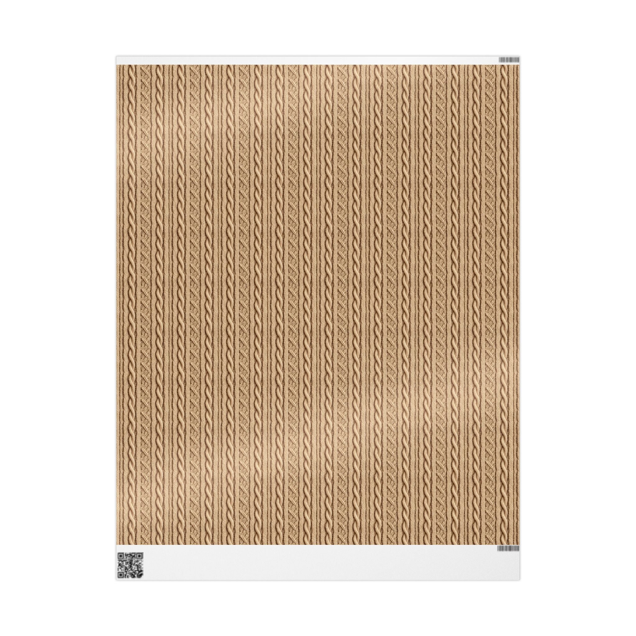 Faux Cable Knit Wrapping Paper Rolls - Tan Khaki