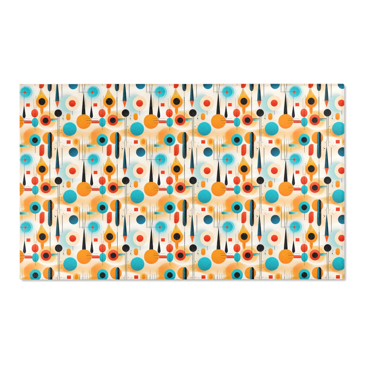 Mid Century Modern Area Rug | Retro Geometric Pattern Rug for Living Room, Office, Bedroom