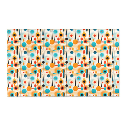 Mid Century Modern Area Rug | Retro Geometric Pattern Rug for Living Room, Office, Bedroom