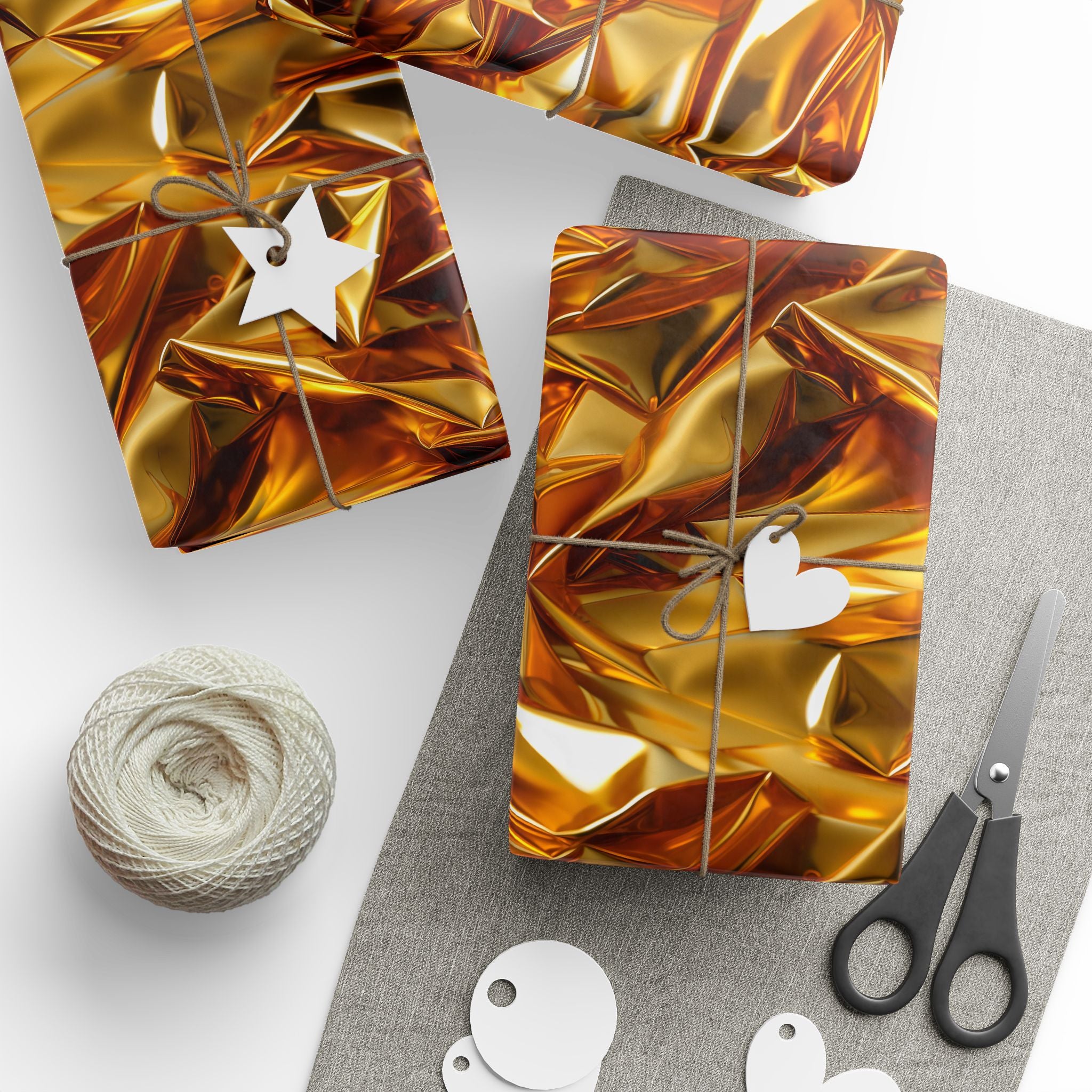 Beautiful Gold Crinkled Wrapping Paper Rolls