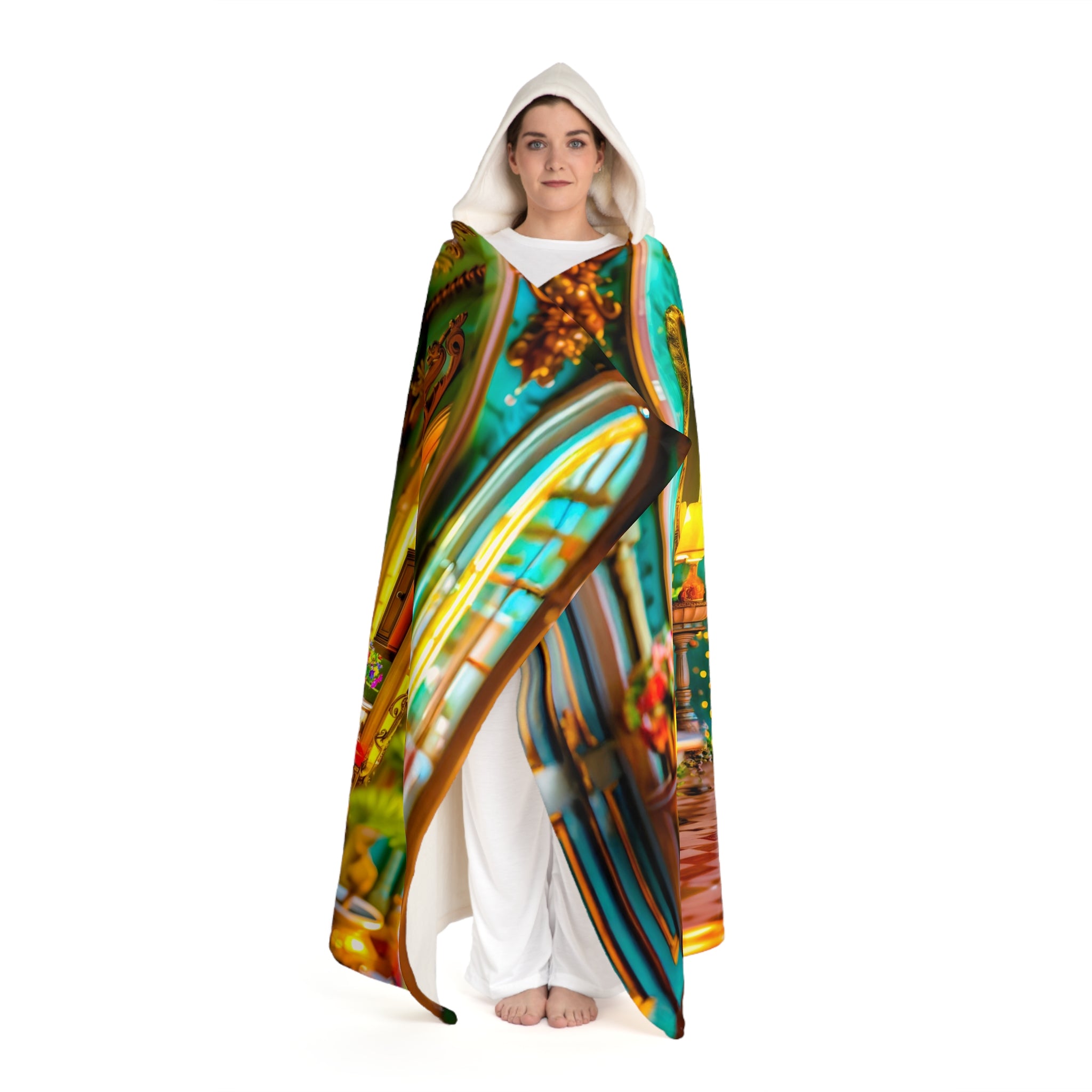 Hooded Sherpa Fleece Blanket | Castle Interior Room