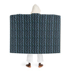 Faux Cable Knit Hooded Sherpa Blanket - Blue