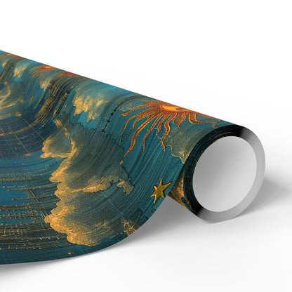 Celestial Sun and Moon Wrapping Paper – Colorful, Ethereal, and Uniquely Beautiful