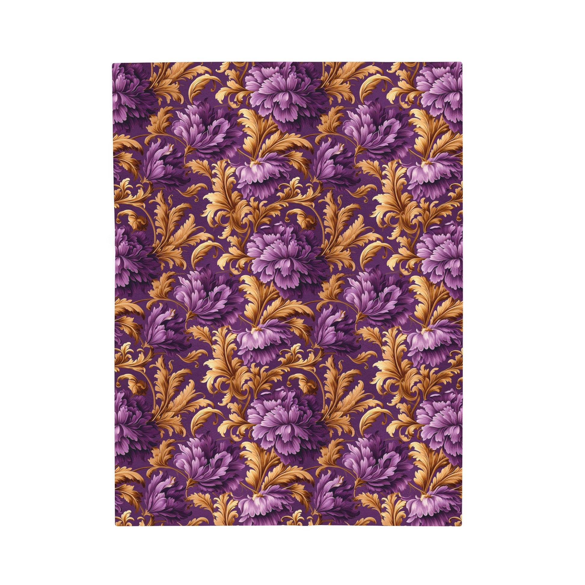 Velveteen Plush Blanket | Gold and Purple Flowers | Sophisticated Throw Blanket from The Curated Goose