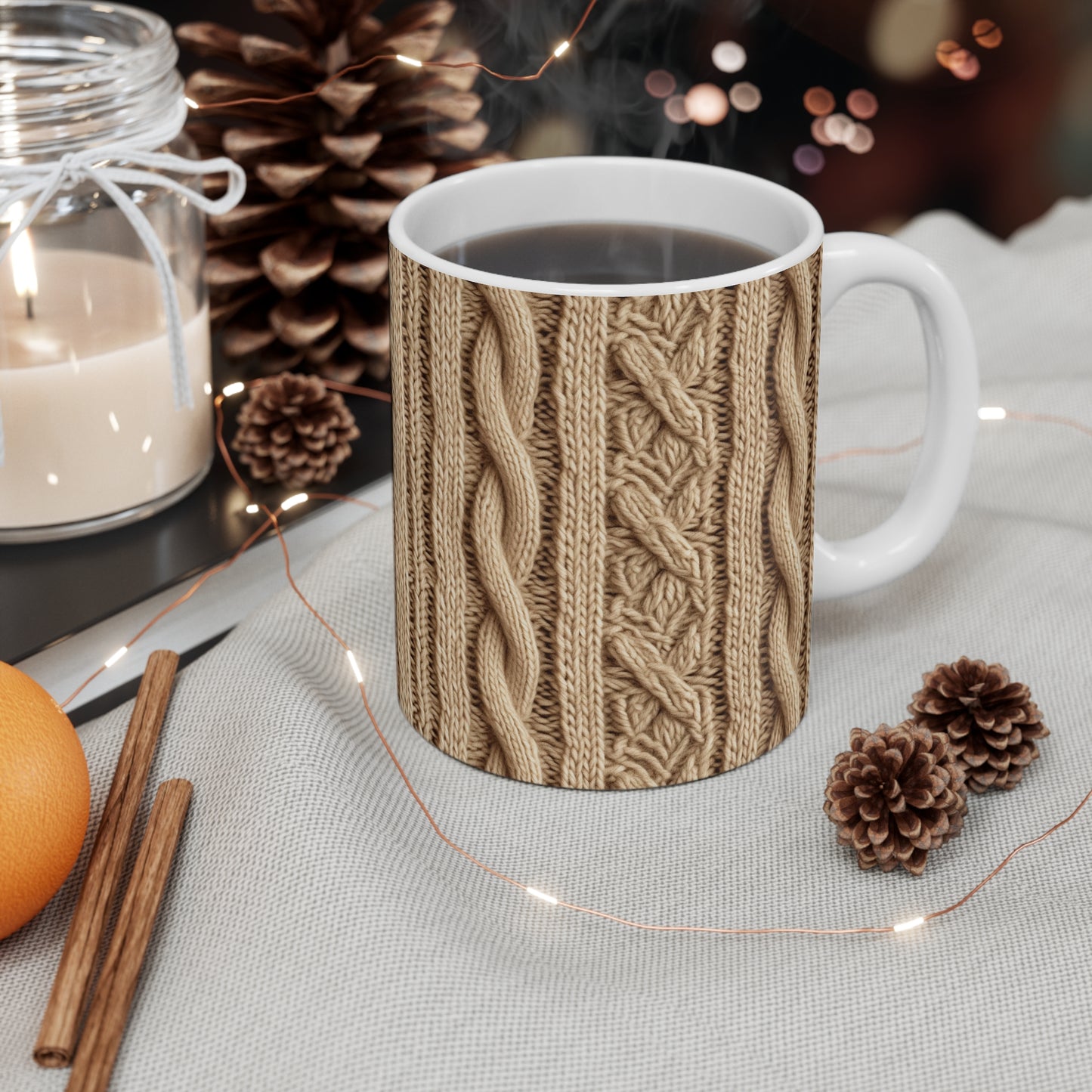 Coffee Mug | Cozy Cable Knit Coffee Mug from The Curated Goose