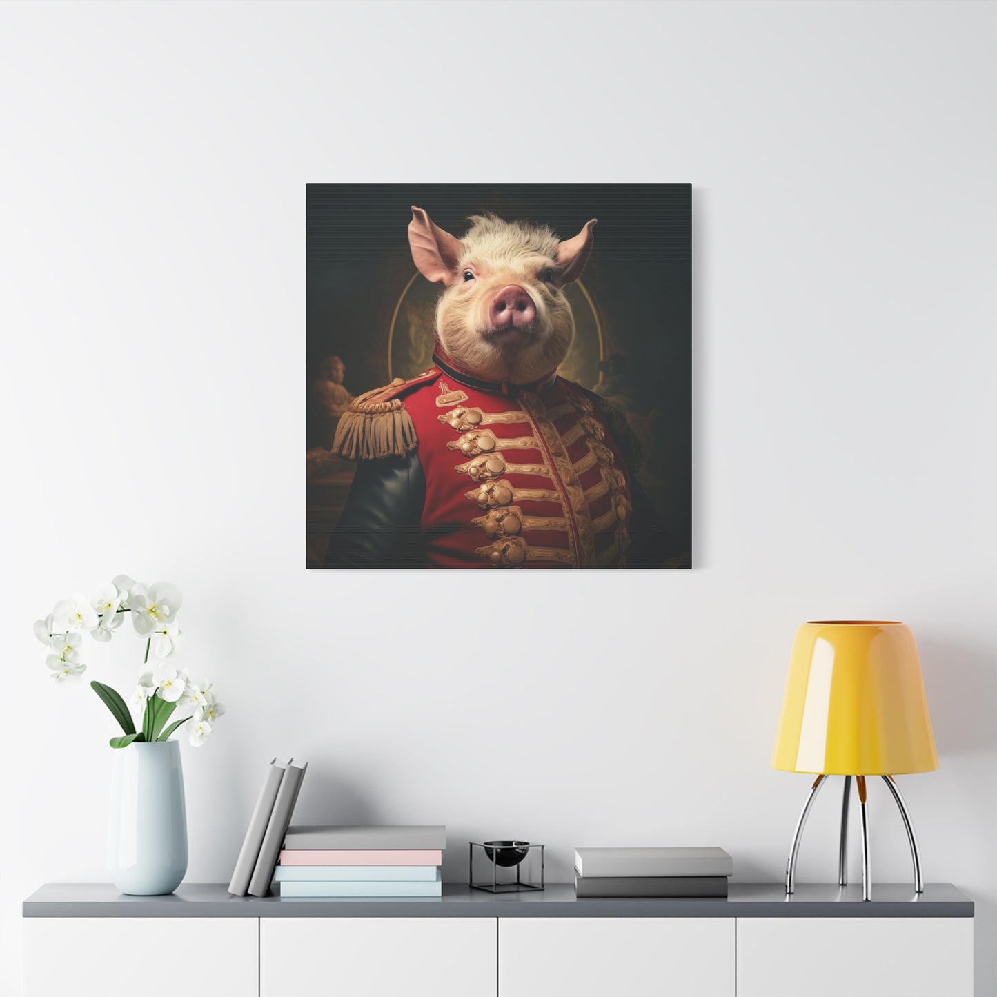 Victorian Pig Soldier "General Sow" Gallery Wrap Canvas