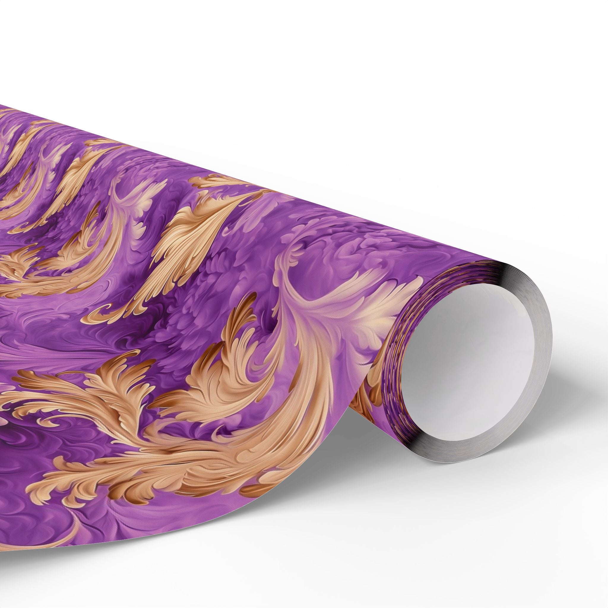 Watercolor Gift Wrap: Purple & Gold Floral, Luxurious 90-gsm Paper