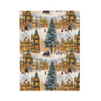 Velveteen Plush Blanket | Victorian Town Gold Winter Village from The Curated Goose