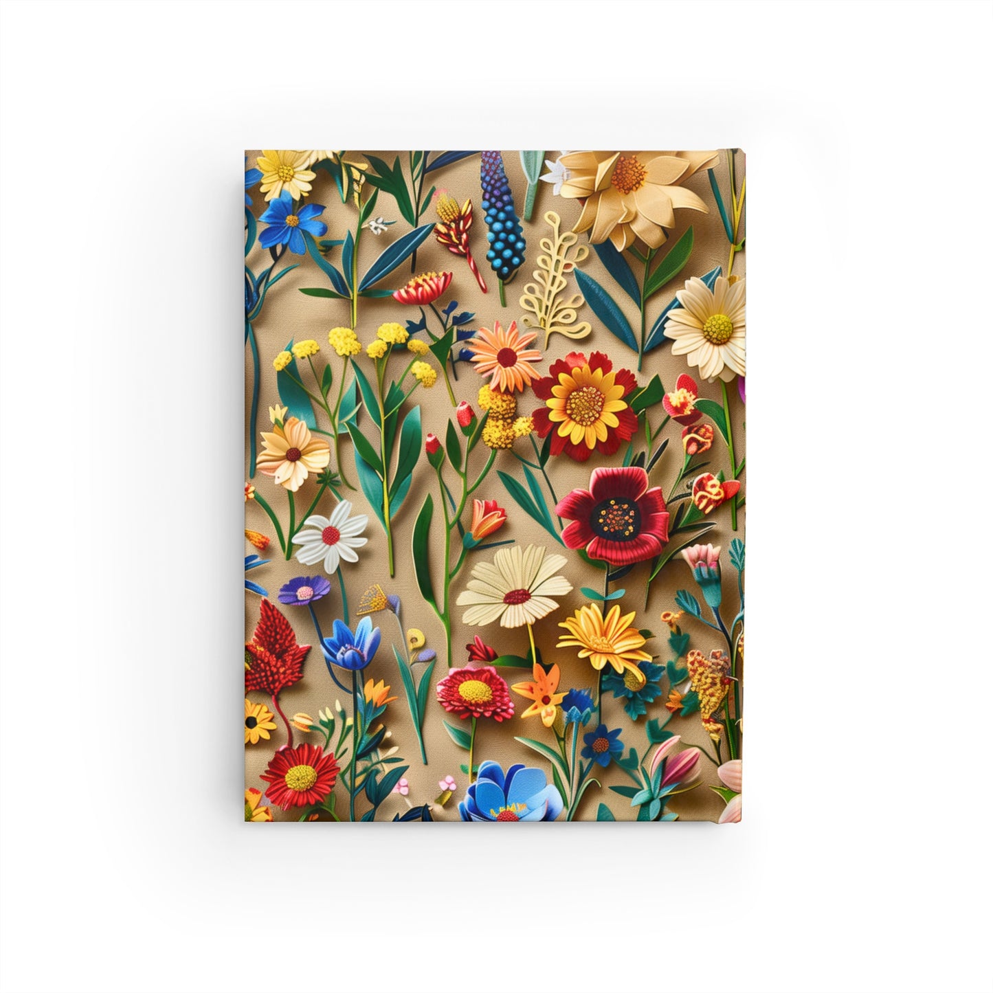 Custom Name Journal Wildflowers on Market Paper | Custom Floral Hardcover Notebook | Unique Gift for Her