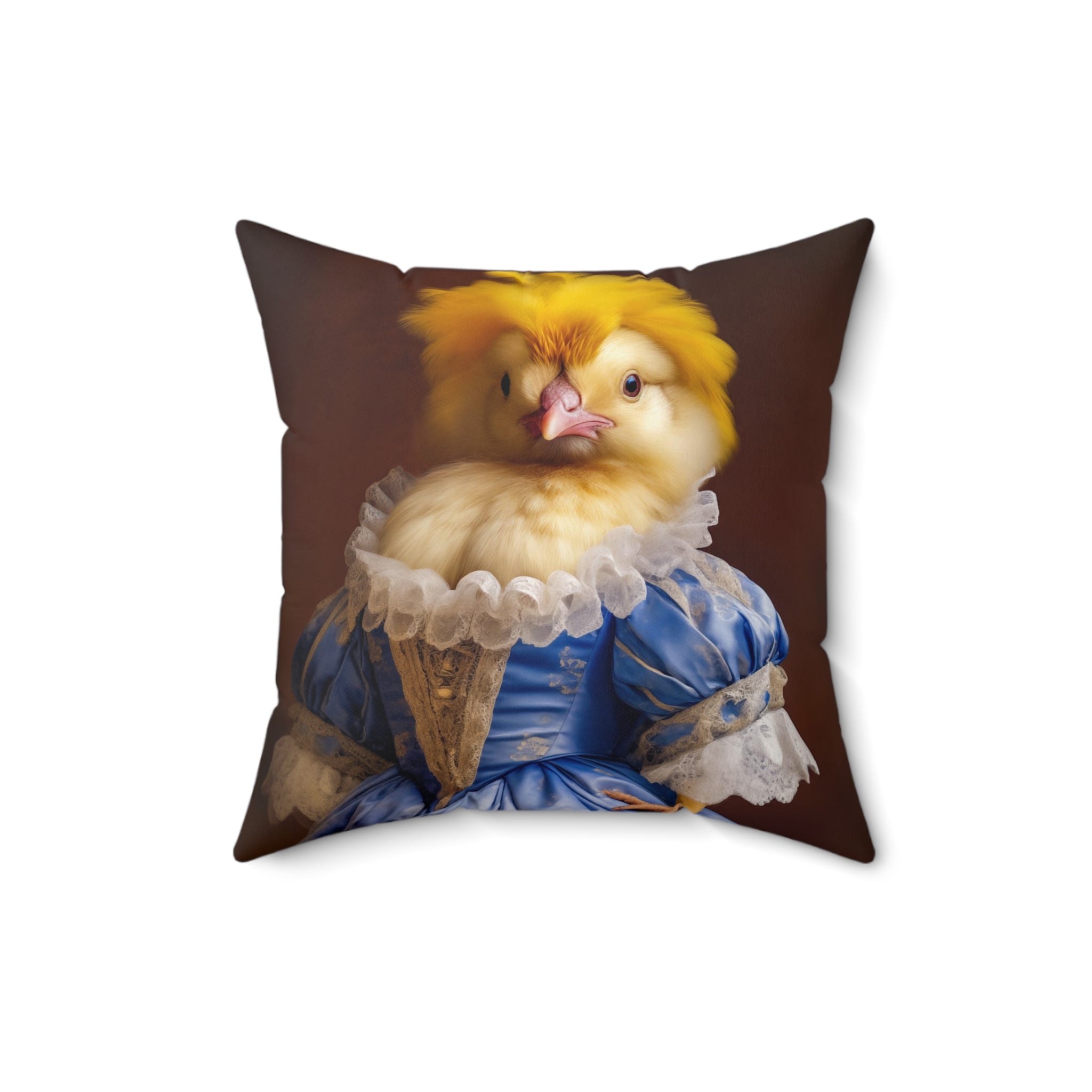 Square Pillow Funny Victorian Chick Portrait Faux Suede