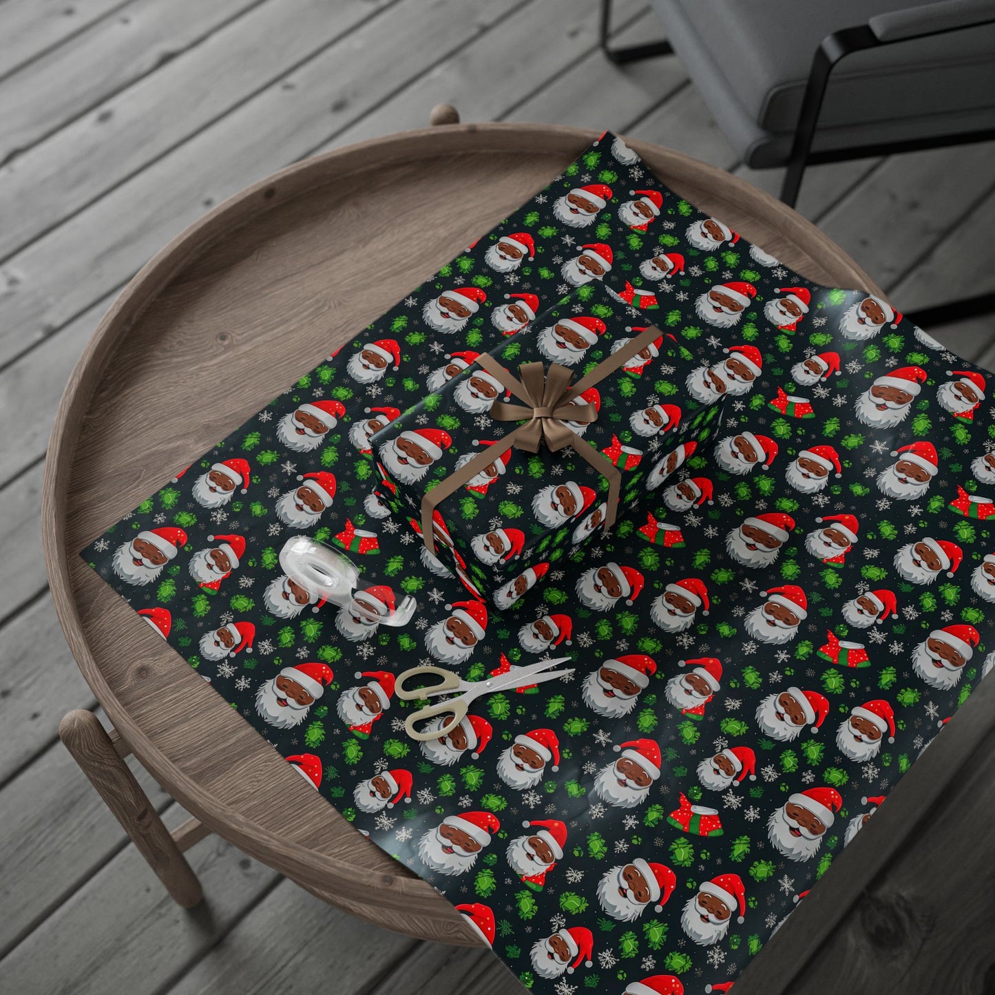 Black Santa Claus Wrapping Paper Rolls