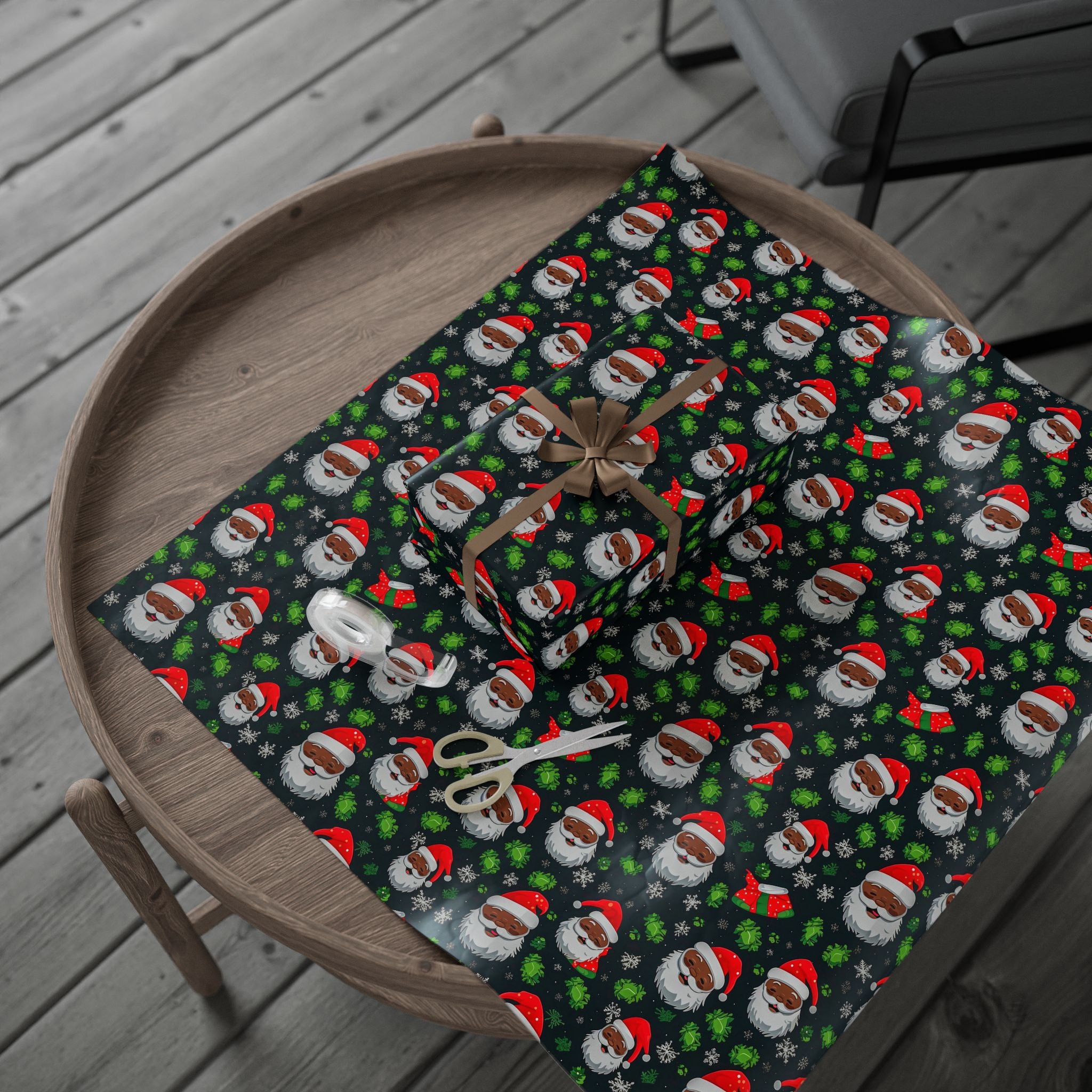 Black Santa Claus Wrapping Paper Rolls