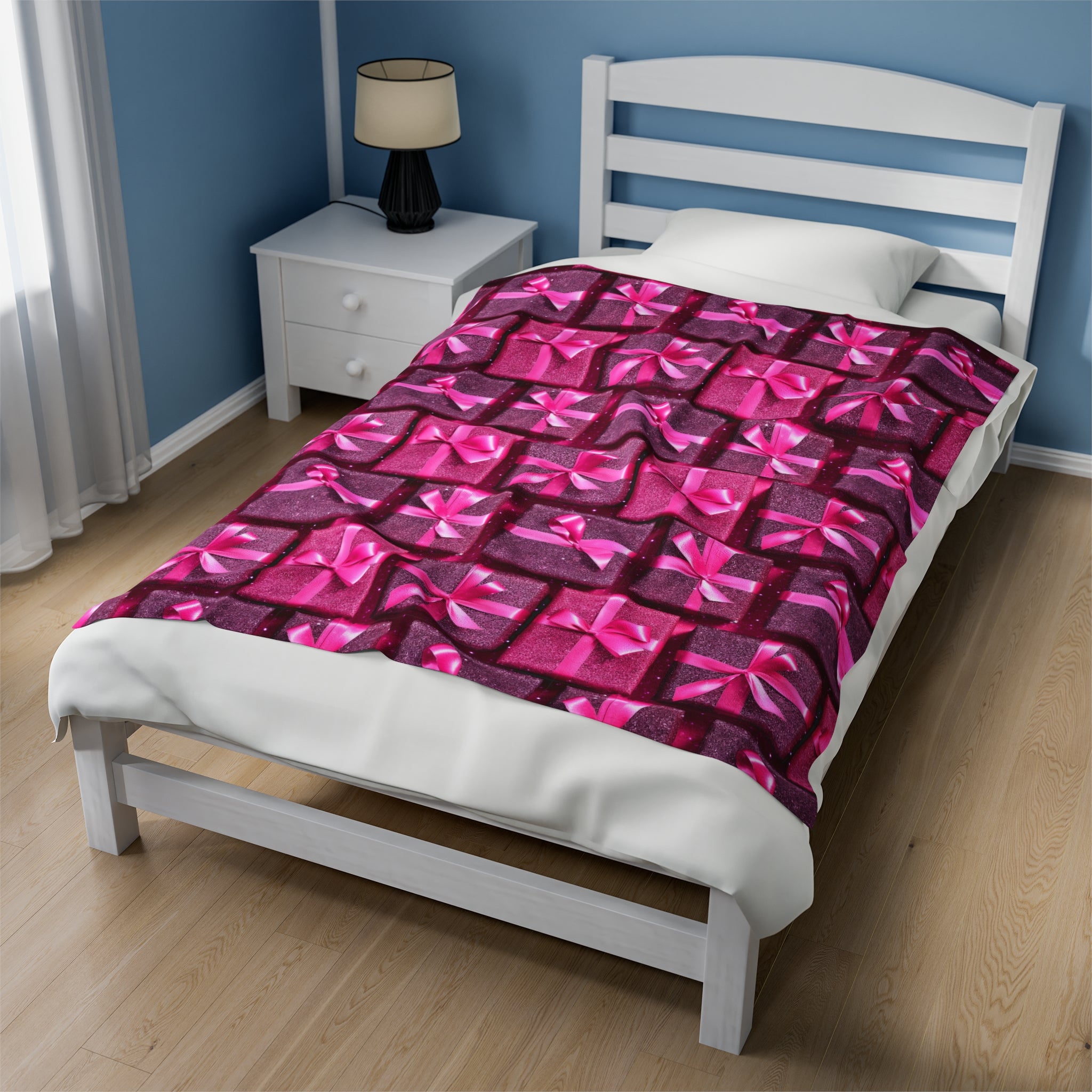 Velveteen Plush Blanket | Pink Glitter Christmas Presents