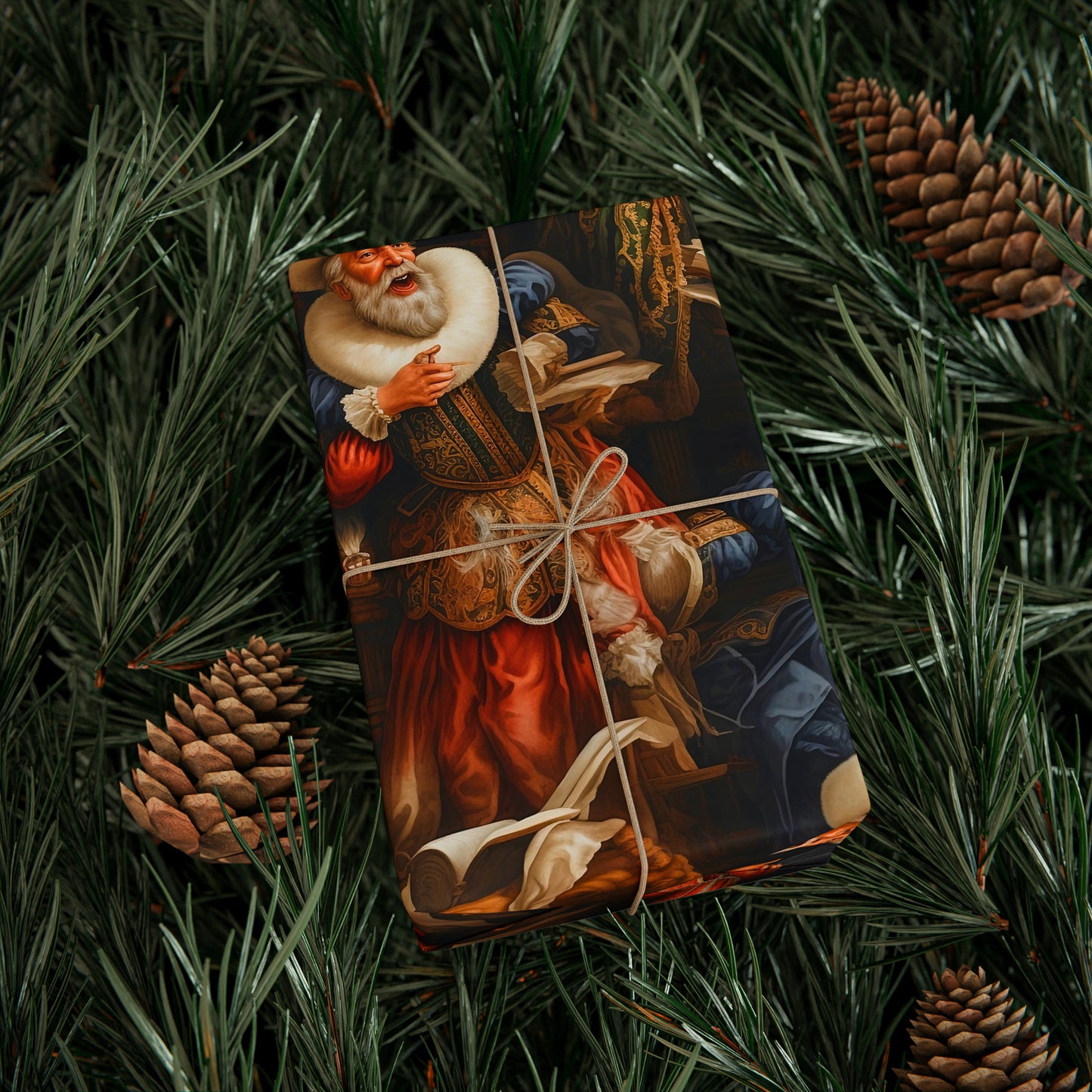 Renaissance Painting Carolers Wrapping Paper | Vintage Nostalgic Christmas Gift Wrap