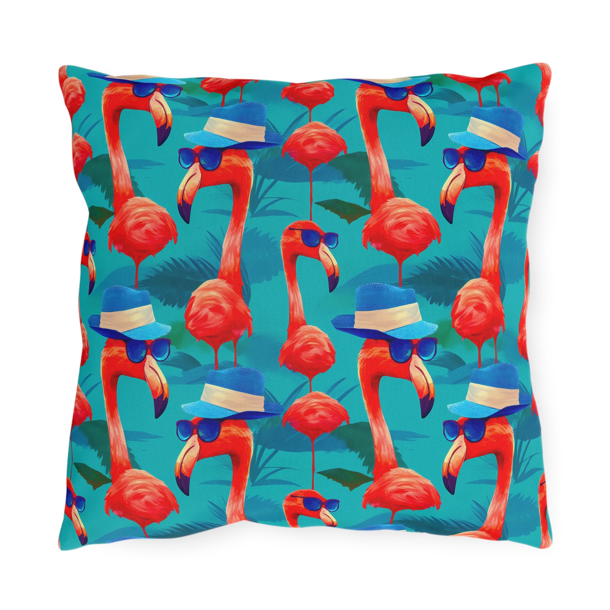 Durable Outdoor Pillow | Funny Pink Flamingos Throw Pillow from The Curated Goose