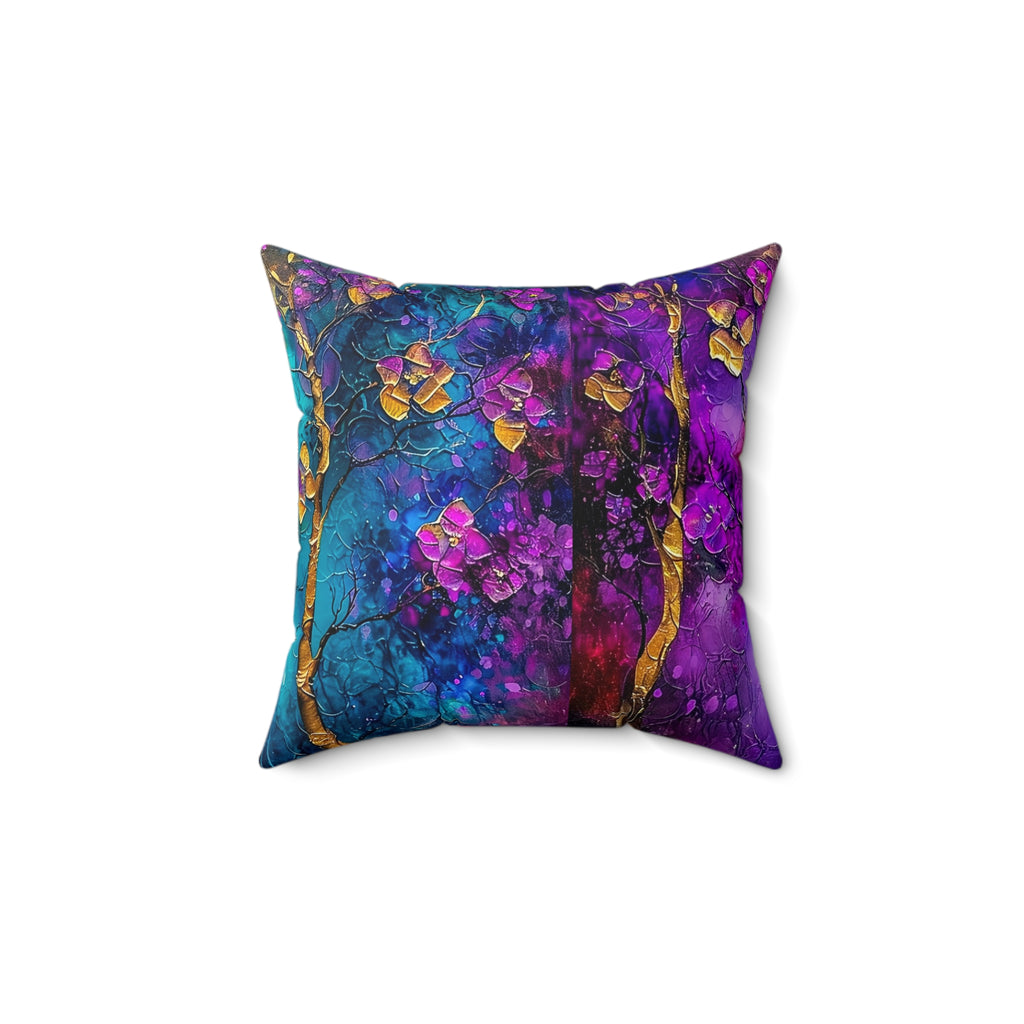 Faux Suede Square Pillow | Colorful Abstract Throw Pillow