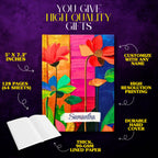 Personalized Name Abstract Flowers Journal – Customizable Colorful Flowers Notebook Gift