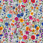 Colorful floral pattern on a textured fabric background