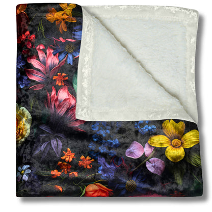 Crushed Velvet Blanket | Dark and Moody Floral