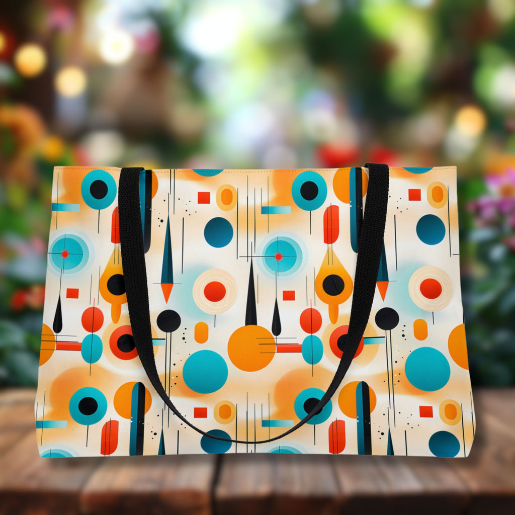 Mid-Century Modern Deluxe Shopper Bag: Retro Atomic Print