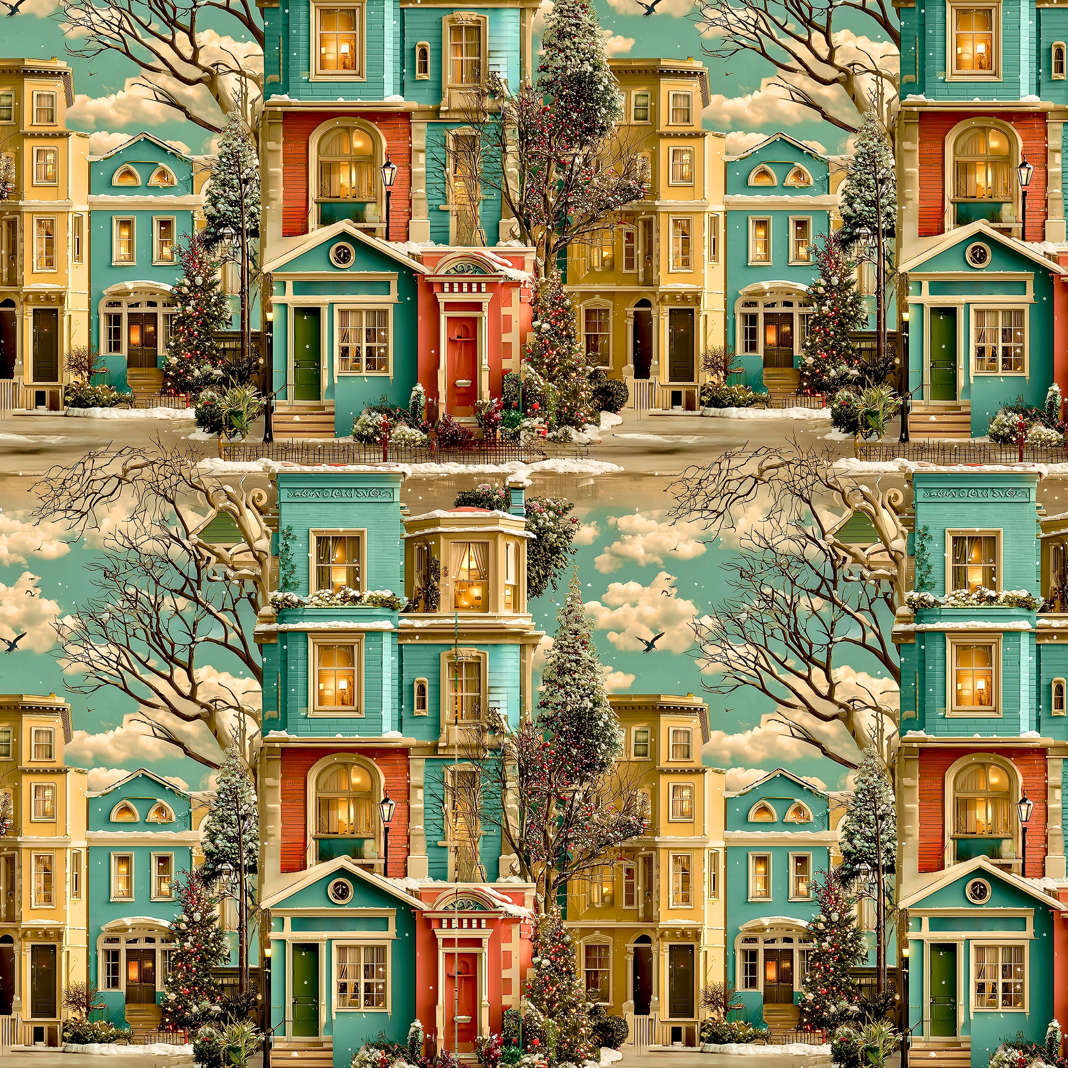 New Victorian Town Christmas Holiday Wrapping Paper Rolls