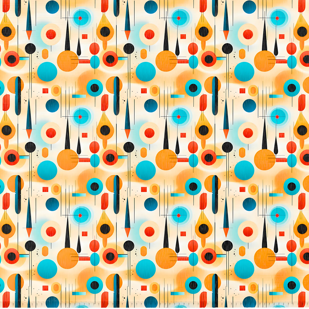 Mid Century Modern Area Rug | Retro Geometric Pattern Rug for Living Room, Office, Bedroom