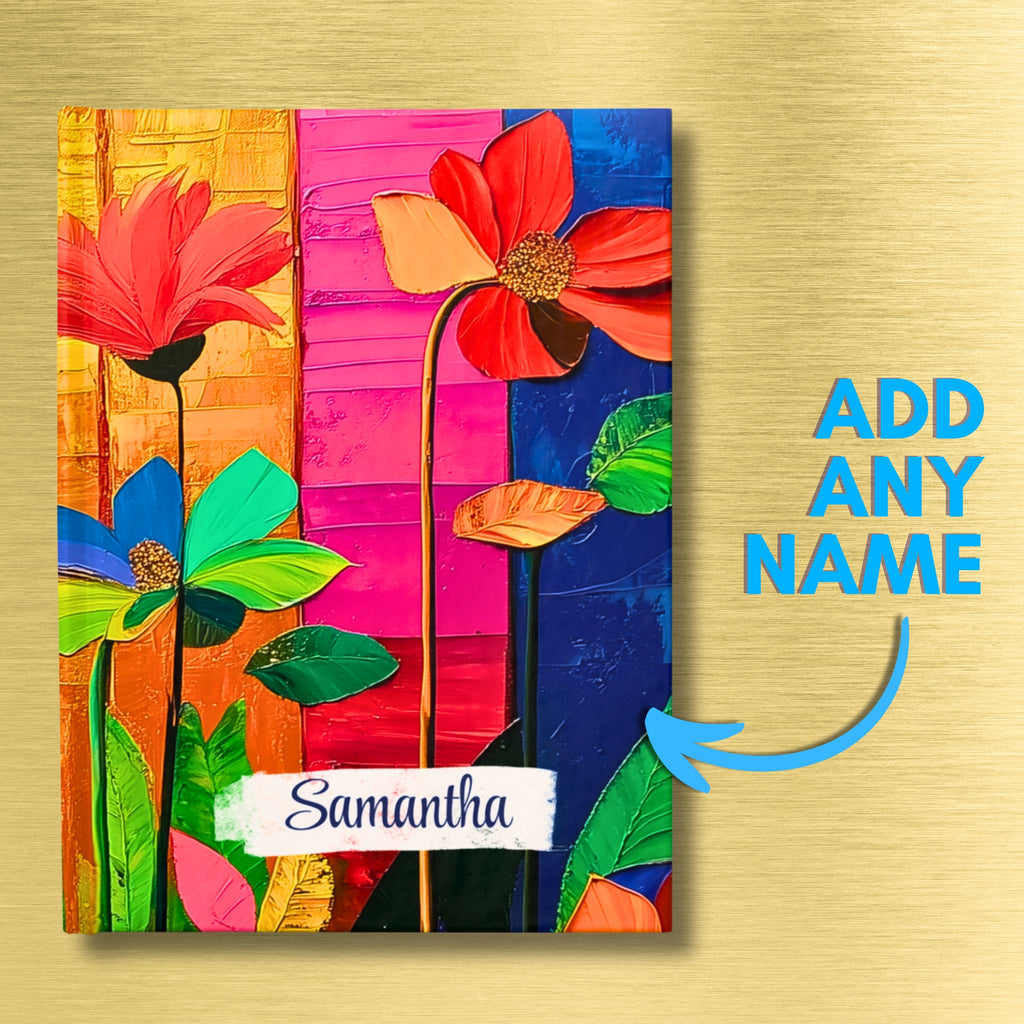 Personalized Name Abstract Flowers Journal – Customizable Colorful Flowers Notebook Gift