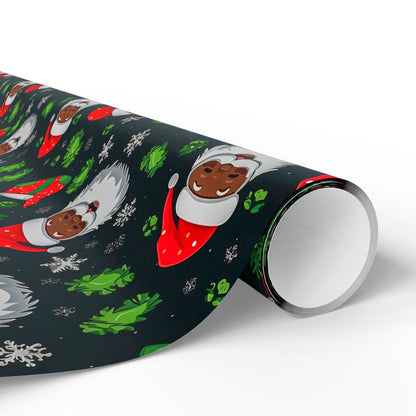 Black Santa Claus Wrapping Paper Rolls