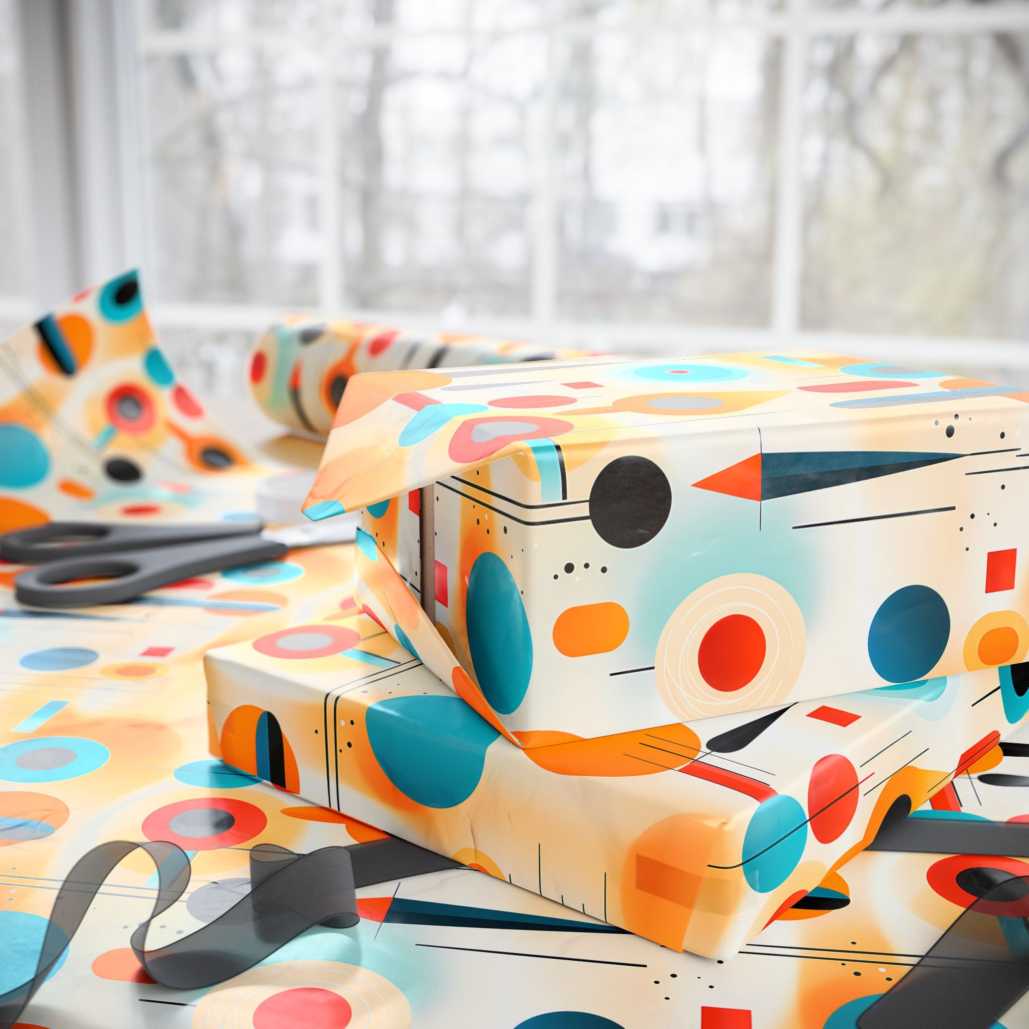 1960s Design Style Gift Wrap, Mid-Century Modern Design, Unique Wrapping Paper Rolls