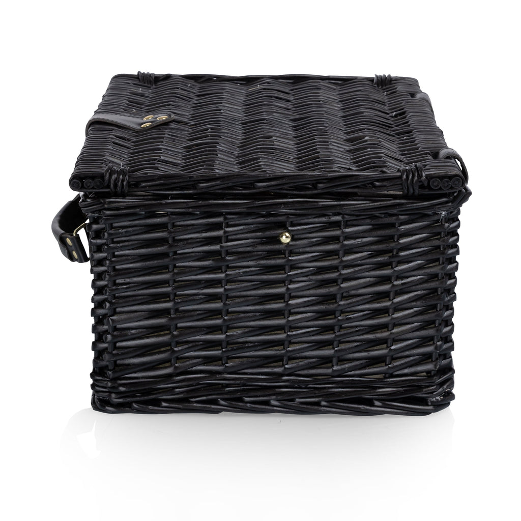 Picnic Basket Set for 2, Black Willow with Beige Accents
