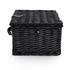Picnic Basket Set for 2, Black Willow with Beige Accents