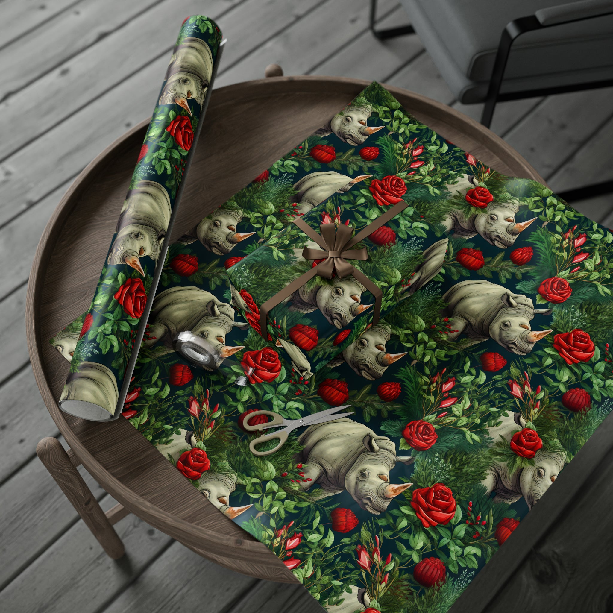 Floral Rhinoceros Wrapping Paper Rolls from The Curated Goose