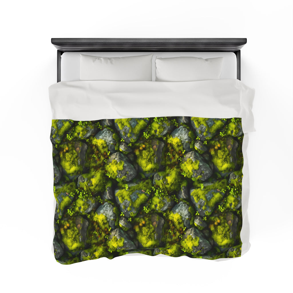 Velveteen Plush Blanket | Moss Covered Rocks | Nature Blanket from The Curated Goose