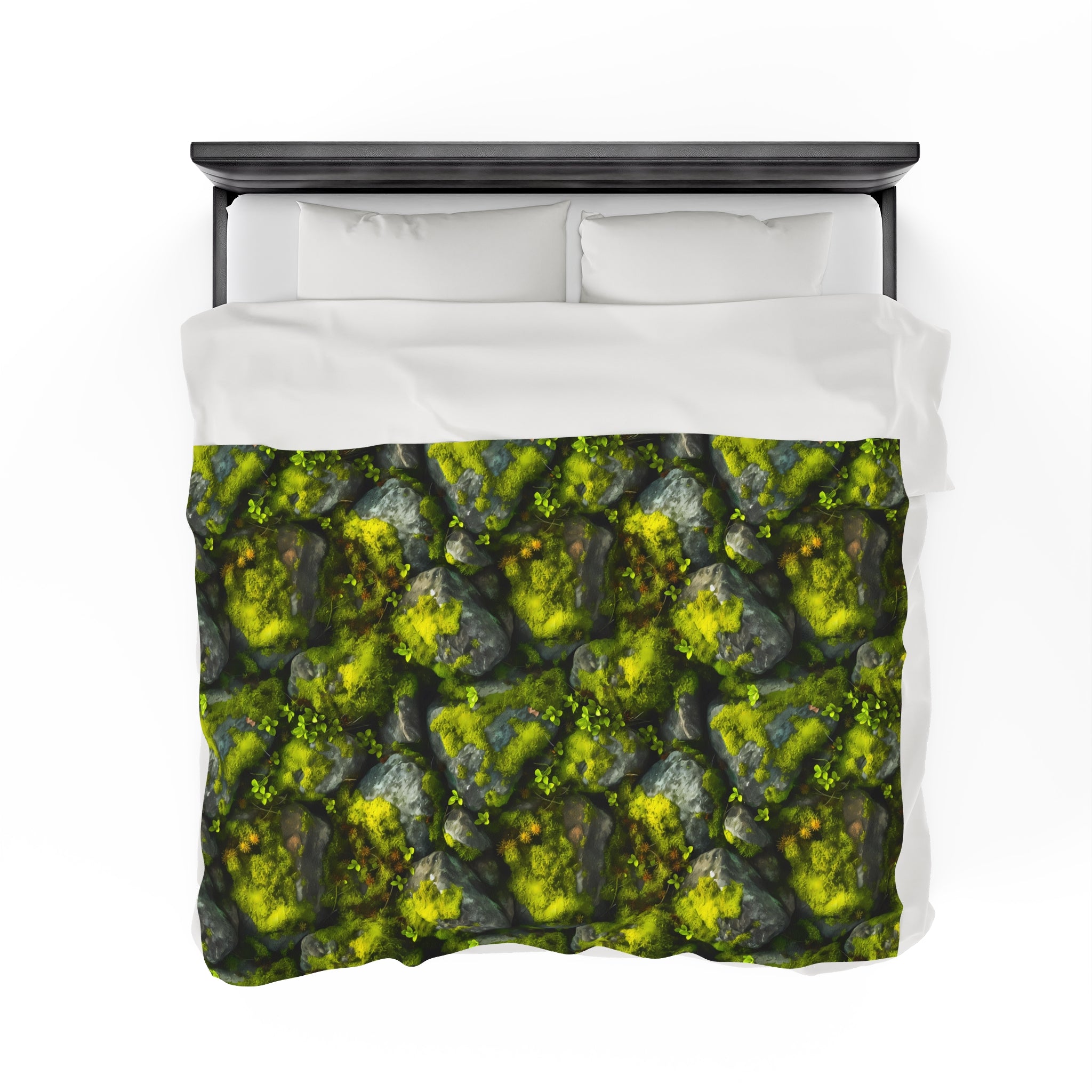 Velveteen Plush Blanket | Moss Covered Rocks | Nature Blanket from The Curated Goose