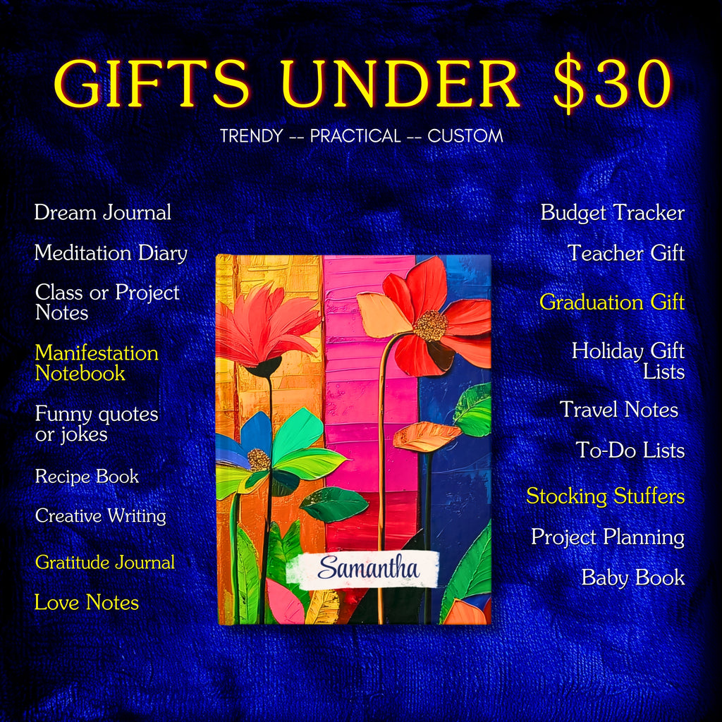 Personalized Name Abstract Flowers Journal – Customizable Colorful Flowers Notebook Gift