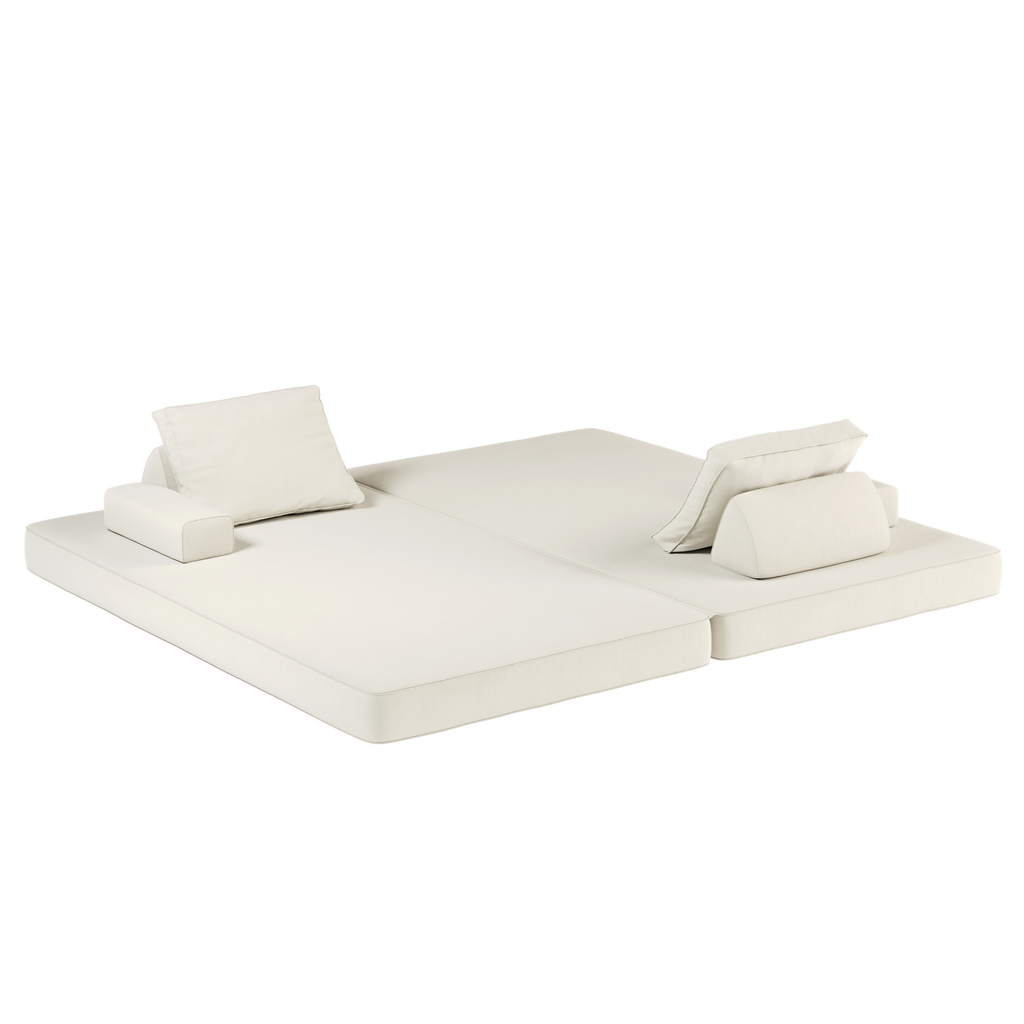 86.6' Multifunctional Convertible Sofa Bed with 2 Tumbler Backrests and 2 Pillows,Fuffy Chenille Fabric Sofa,Chaise Lounge,Game Pad,DIY Modern Upholstered Couch,Deep Seat Couch for Living Room,Office