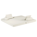 86.6' Multifunctional Convertible Sofa Bed with 2 Tumbler Backrests and 2 Pillows,Fuffy Chenille Fabric Sofa,Chaise Lounge,Game Pad,DIY Modern Upholstered Couch,Deep Seat Couch for Living Room,Office