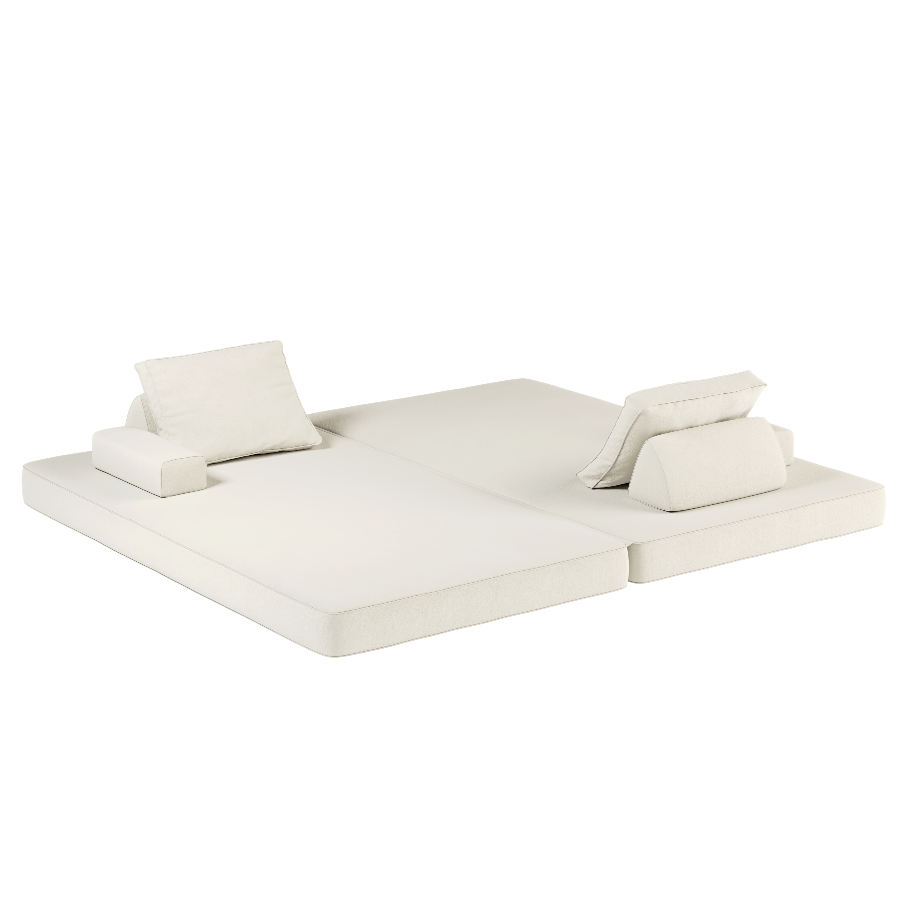 86.6' Multifunctional Convertible Sofa Bed with 2 Tumbler Backrests and 2 Pillows,Fuffy Chenille Fabric Sofa,Chaise Lounge,Game Pad,DIY Modern Upholstered Couch,Deep Seat Couch for Living Room,Office