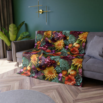 Crushed Velvet Blanket | Vintage Floral