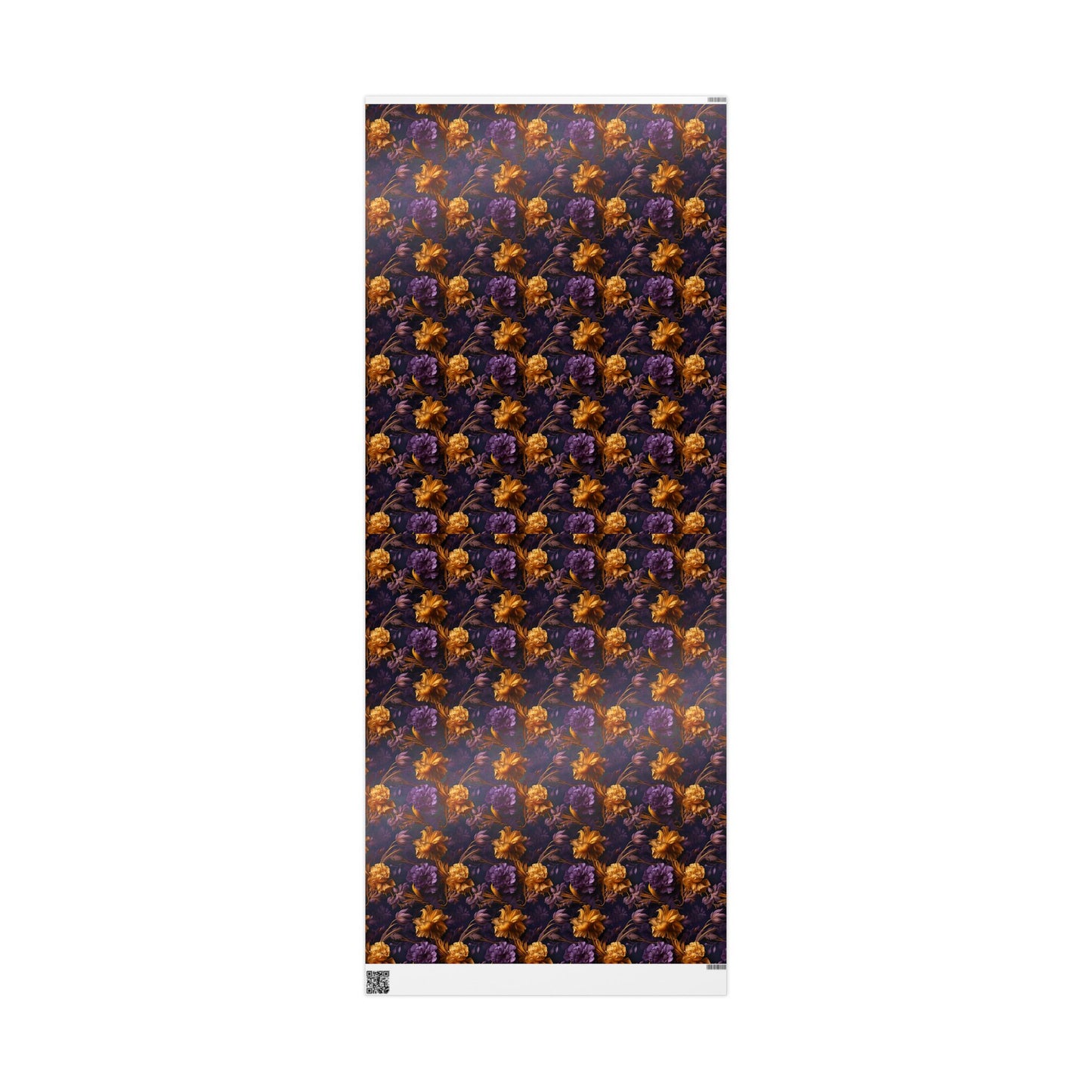 Moody Blooms Wrapping Paper – Dark, Luxurious Purple & Gold Floral Elegance