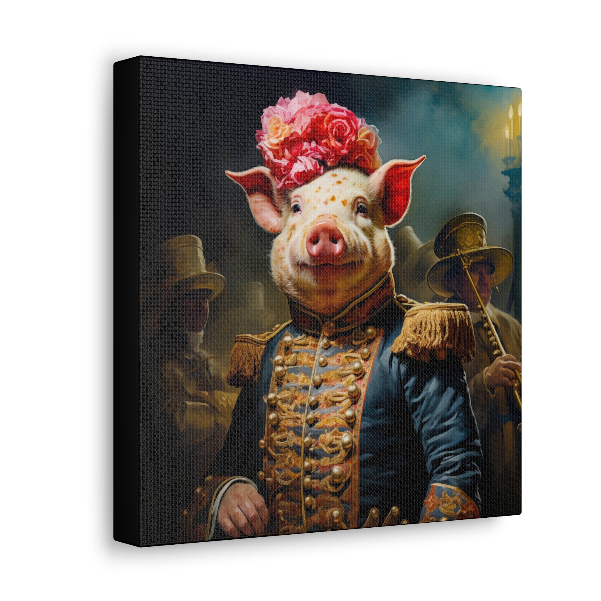 Victorian Pig Canvas Art Print- Marching Band Leader from The Curated Goose