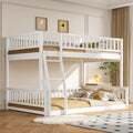 Bunk Bed Full XL Size Over Queen, White, With Ladder And Guardrails