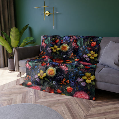 Crushed Velvet Blanket | Dark and Moody Floral
