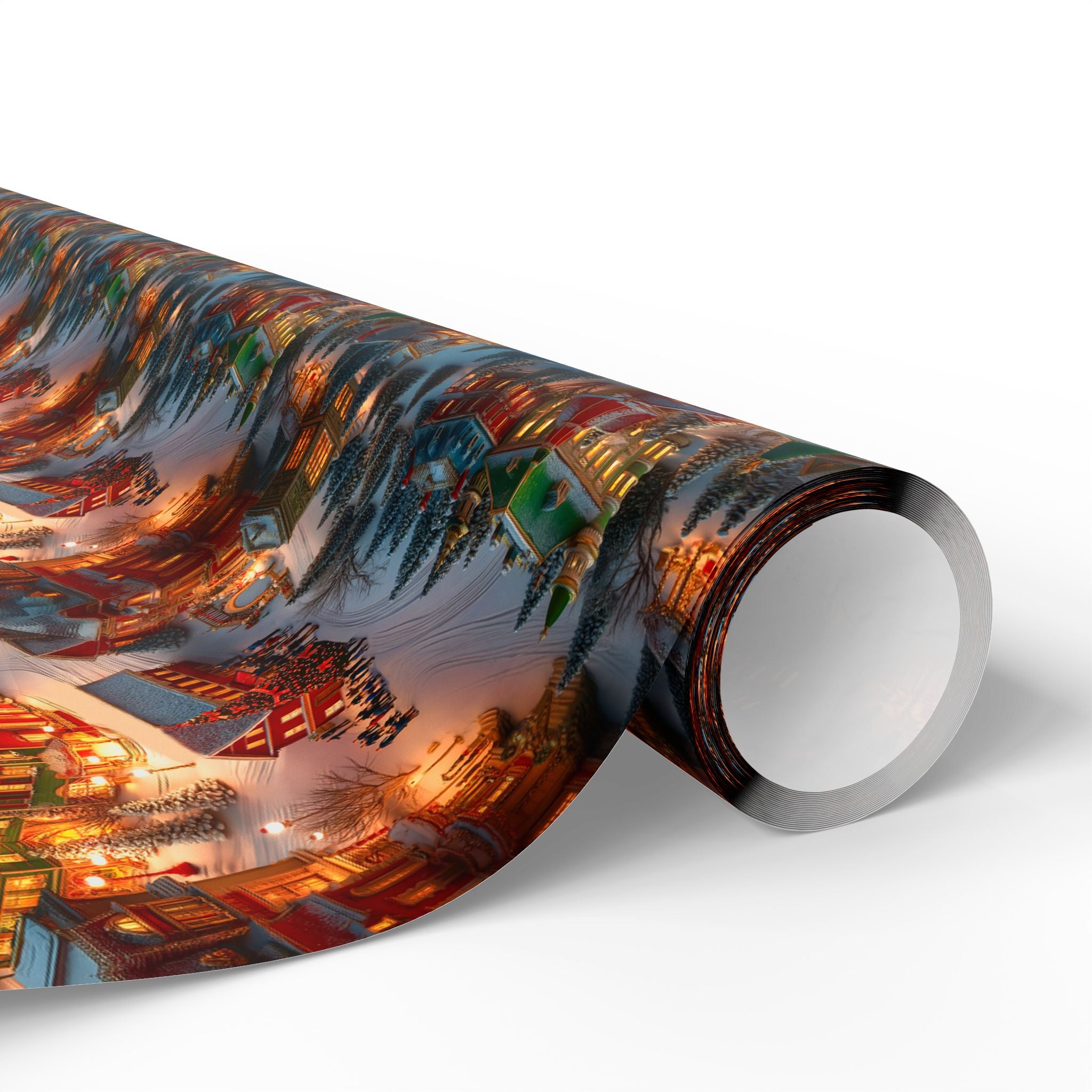Festive Town Center Christmas Holiday Wrapping Paper Rolls